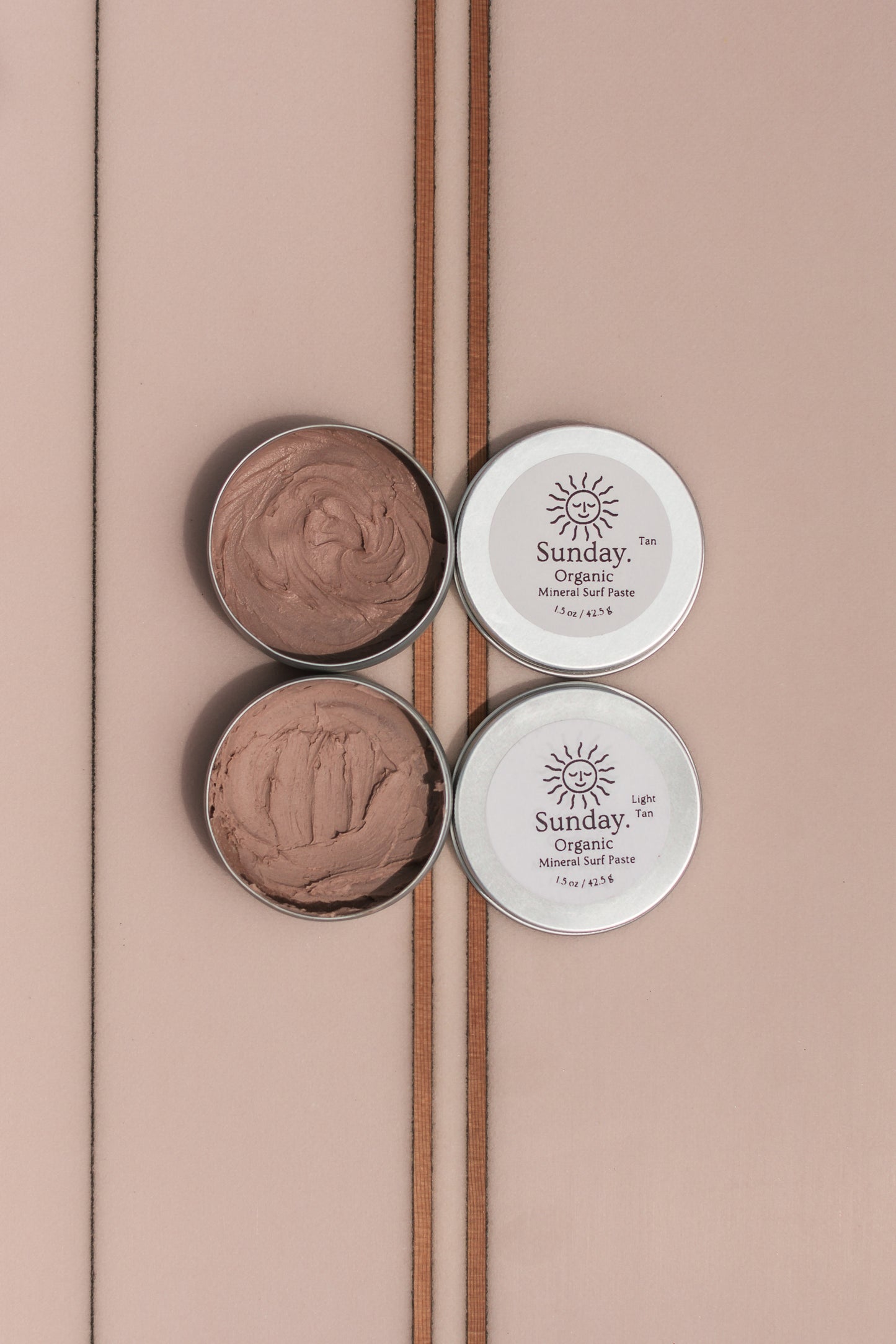 Organic Mineral Surf Paste – Vegan, Reef-Safe, Water-Resistant for Surfers - Bundle Pack: (Tan + Light tan)