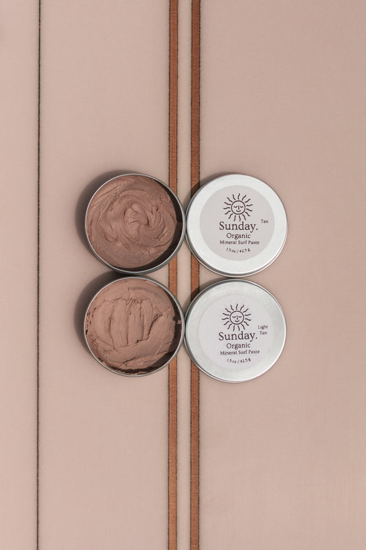 Organic Mineral Surf Paste – Vegan, Reef-Safe, Water-Resistant for Surfers - Bundle Pack: (Tan + Light tan)